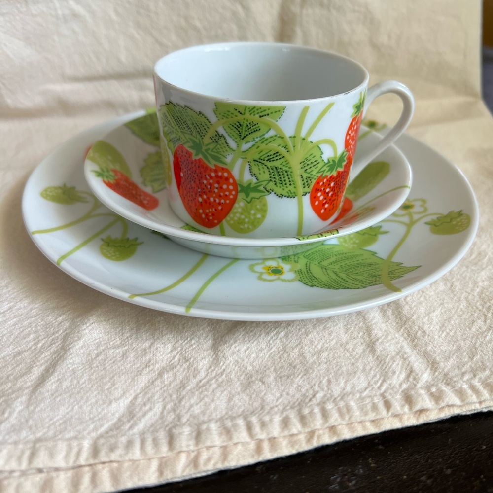 Fitz and Floyd White and Red Dinnerware Set with Strawberry Design